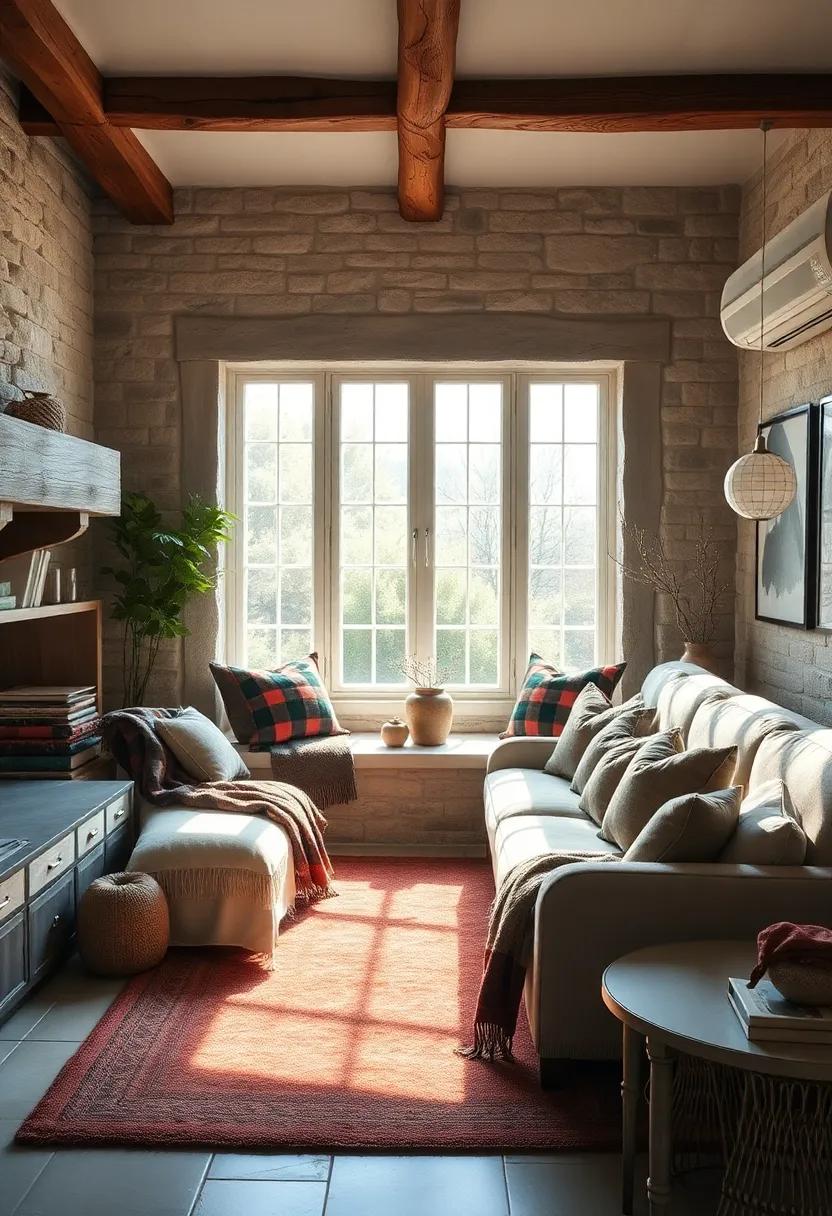Sun-Dappled Window Seats Wrapped in Cozy Plaid Throws and Feather-Filled Pillows