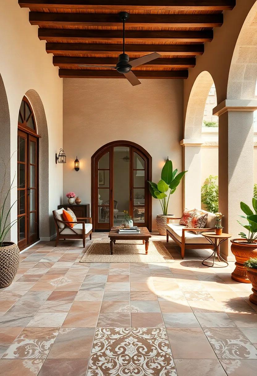 Elegant Mediterranean Inspired Patterns With Warm Terracotta Tiles Creating A Cozy Outdoor Retreat