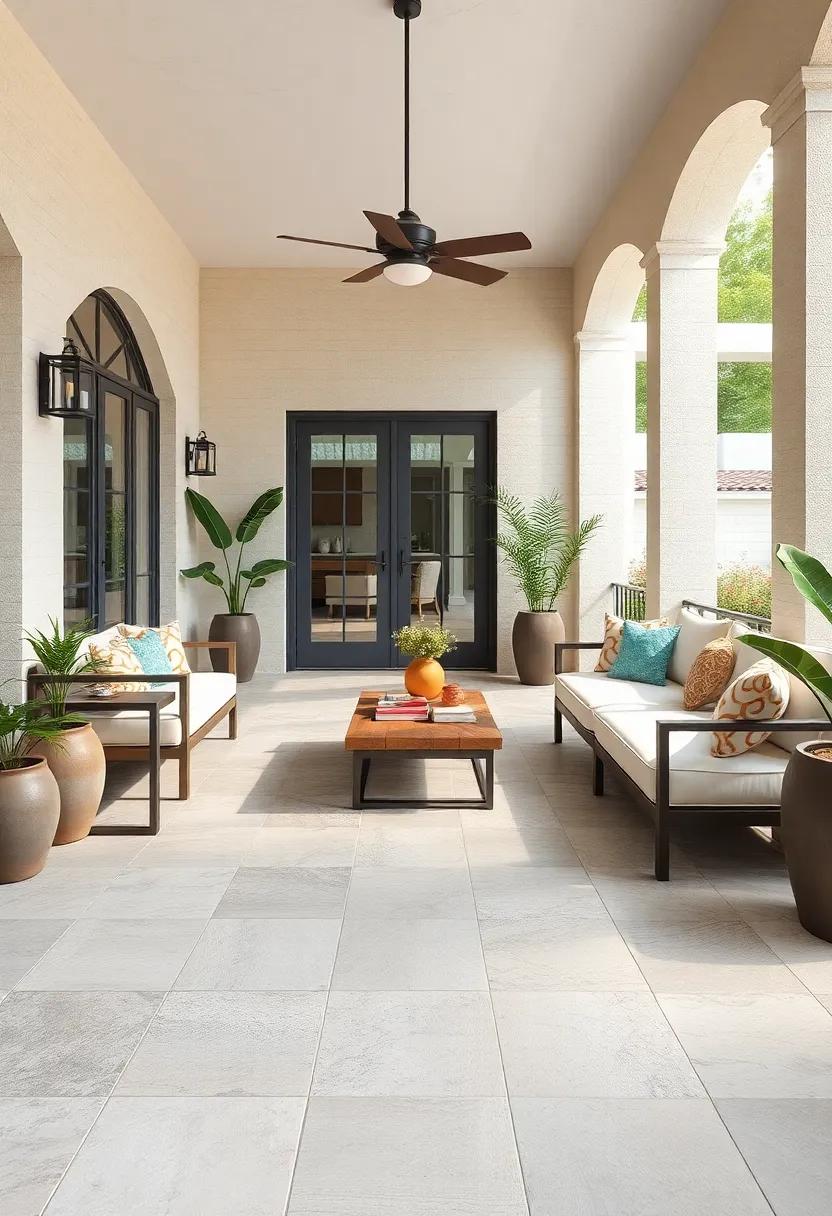 Natural Stone Look Tiles With Organic Textures And Variations Adding Subtle Elegance To Patio Floors