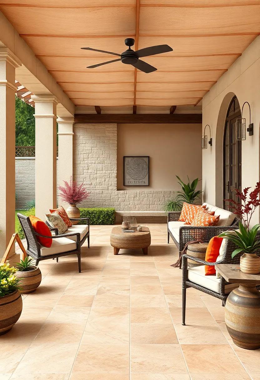 Natural Sandstone Tiles With Textured Finish Inspiring A Rugged Yet Refined Outdoor Setting