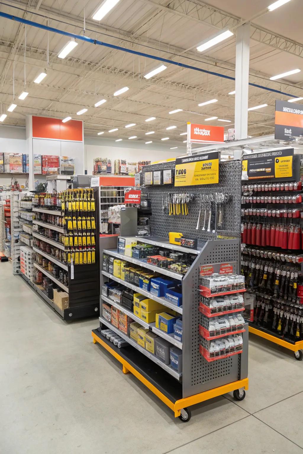 Movable displays offering versatile product arrangements.