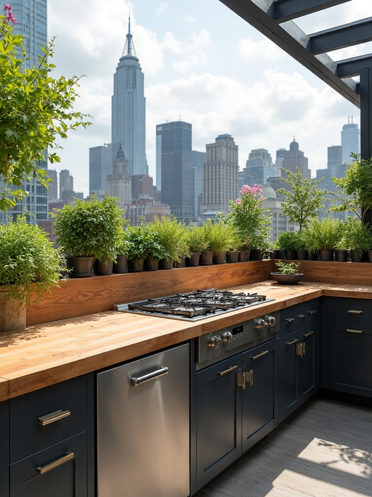 rustic rooftop garden kitchen oasis