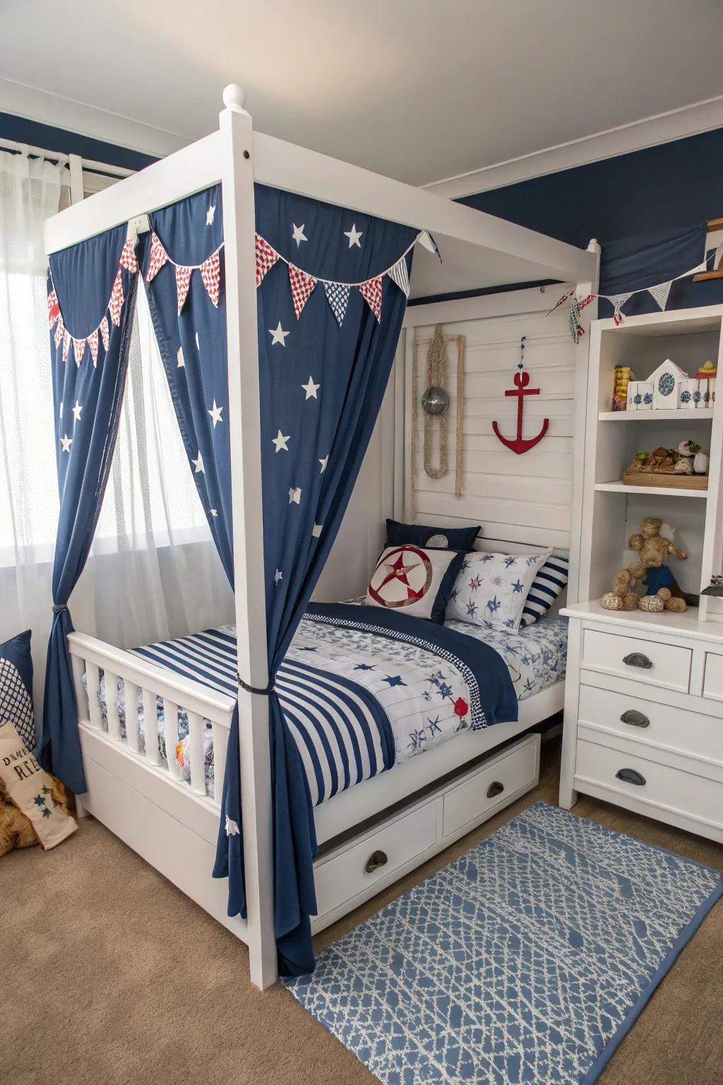 Drift off to dreamland with a sea-inspired canopy bed.