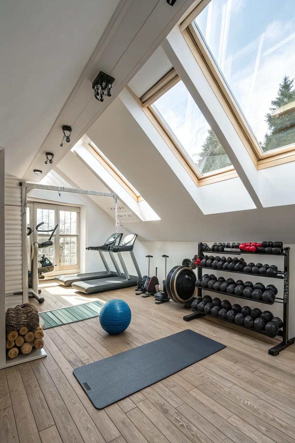 Sunlight brightens and energizes your home gym.