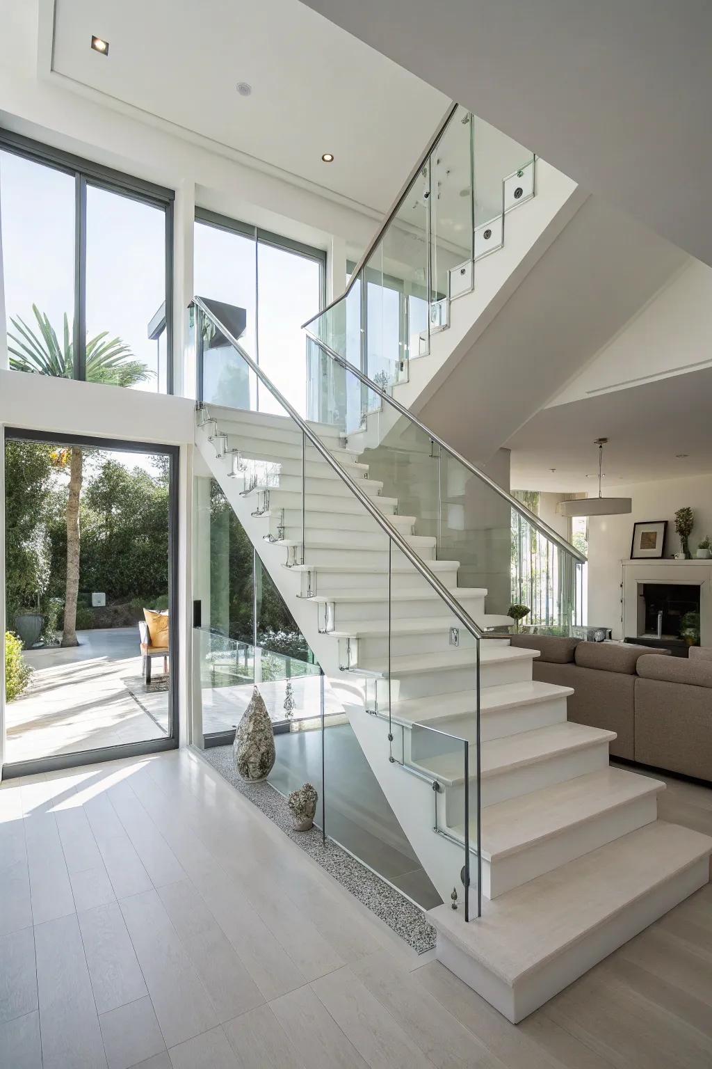 Minimalist staircases exude sophistication through clean, simple lines.