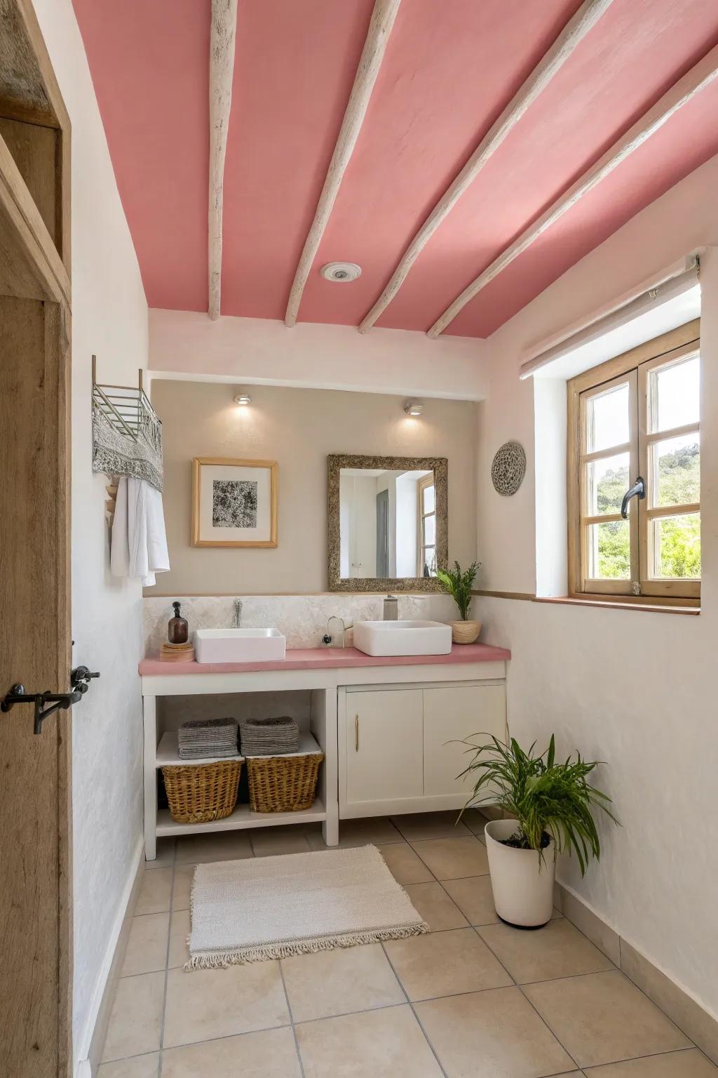 Pink bathroom ceiling