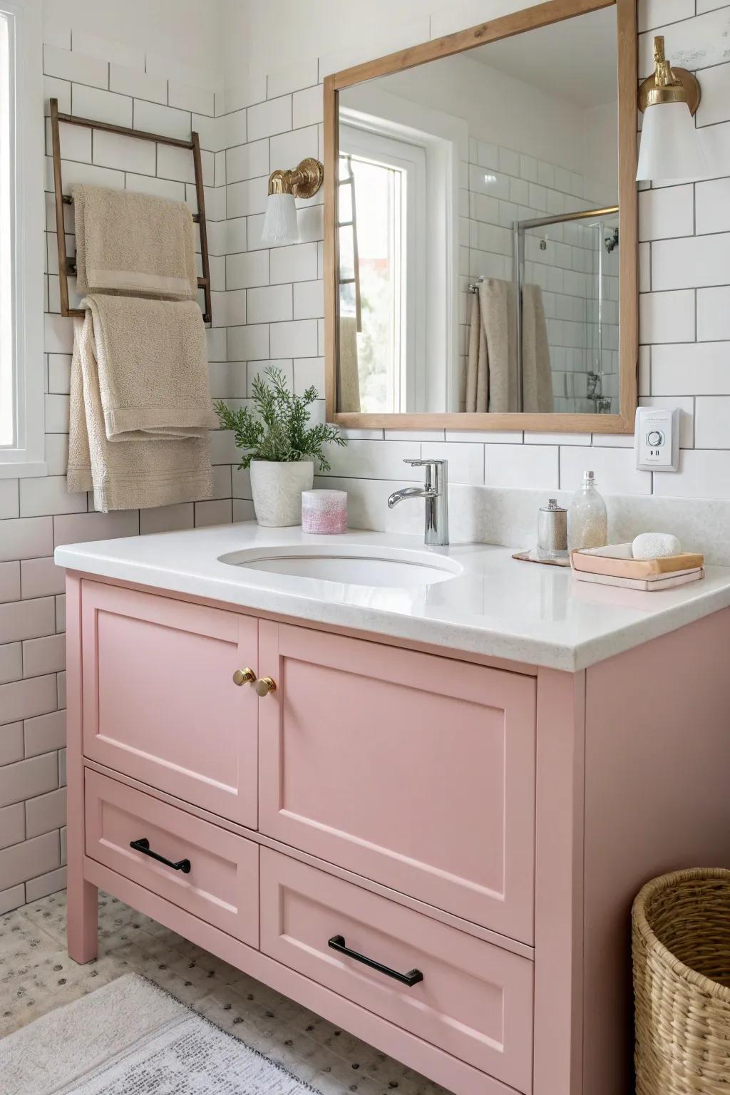Pink bathroom vanity