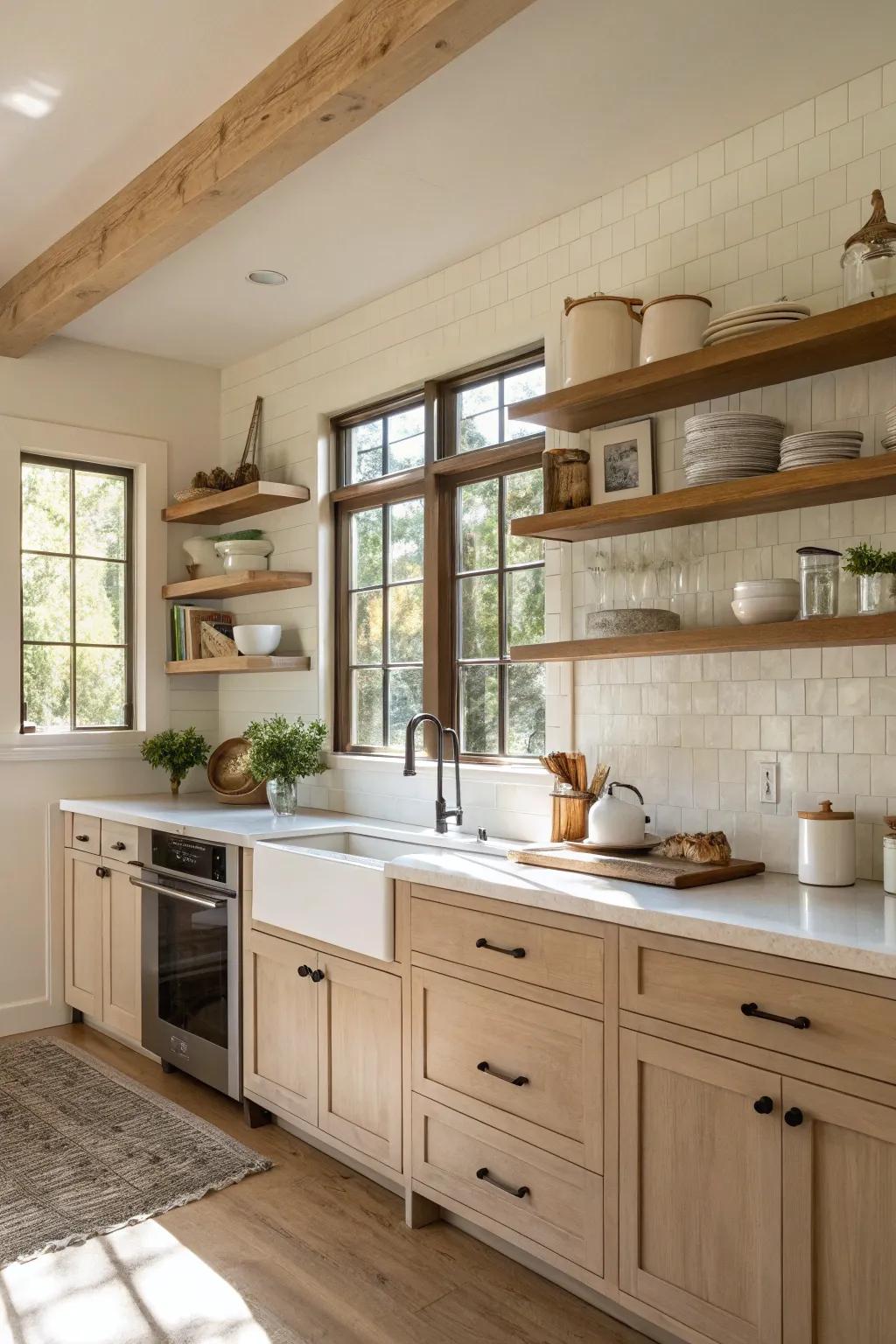 Natural wood elements add warmth and texture.
