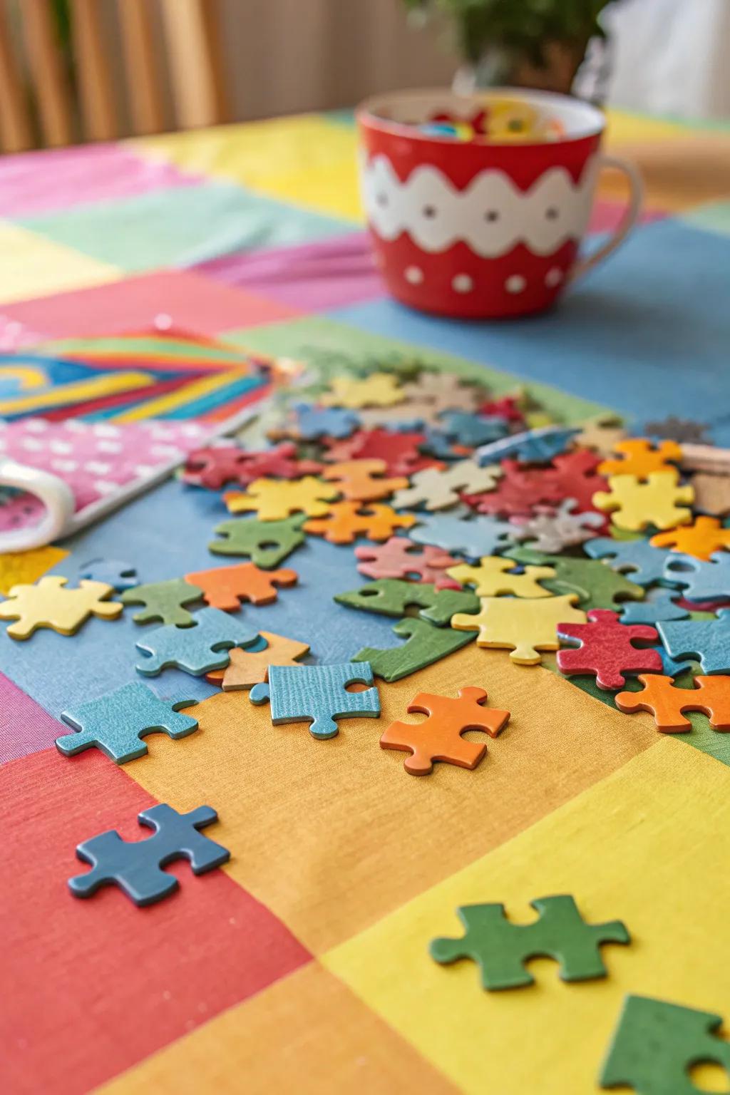 Puzzle pieces for Easter egg fillers.
