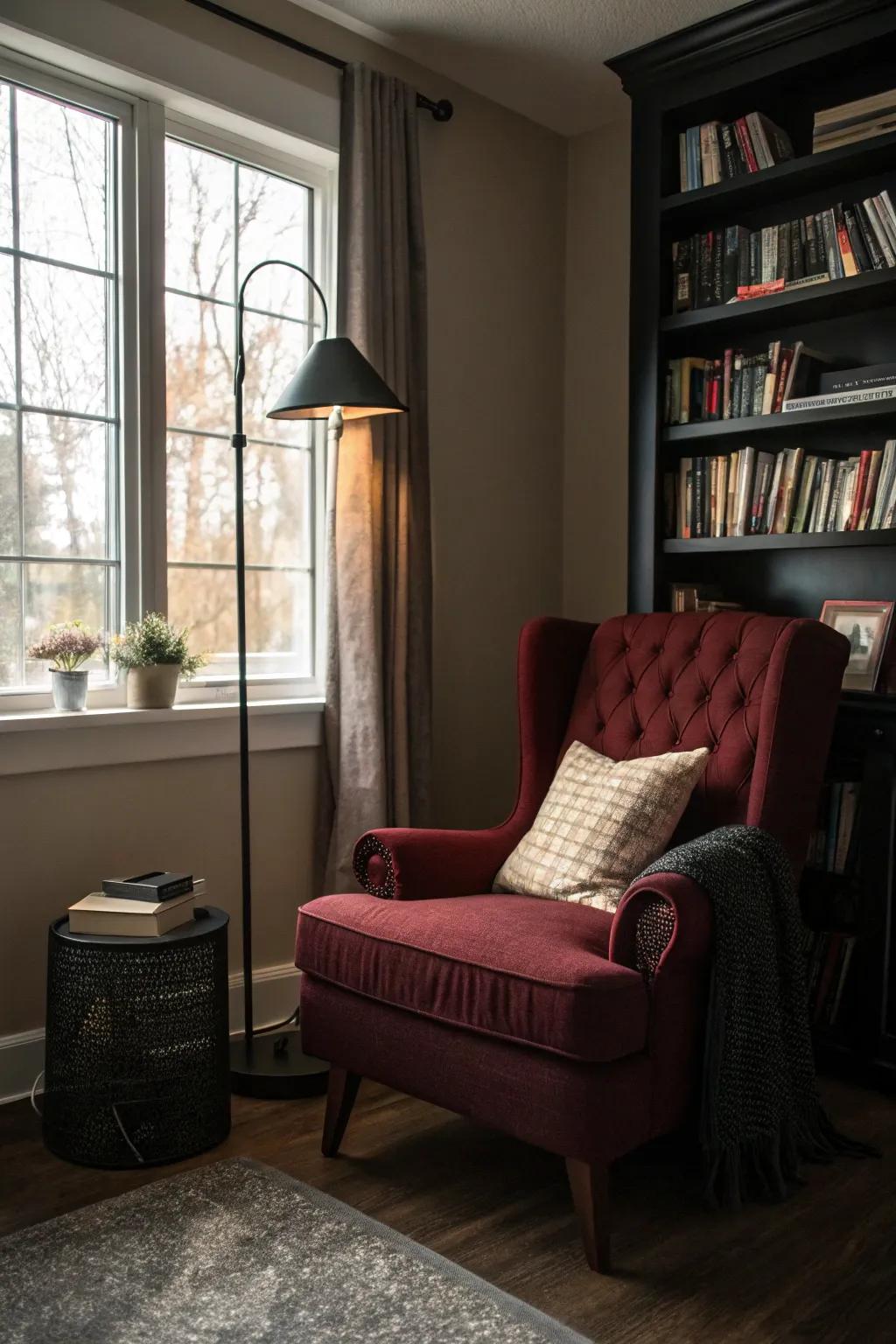 A cozy reading nook offers a personal retreat within your bedroom.