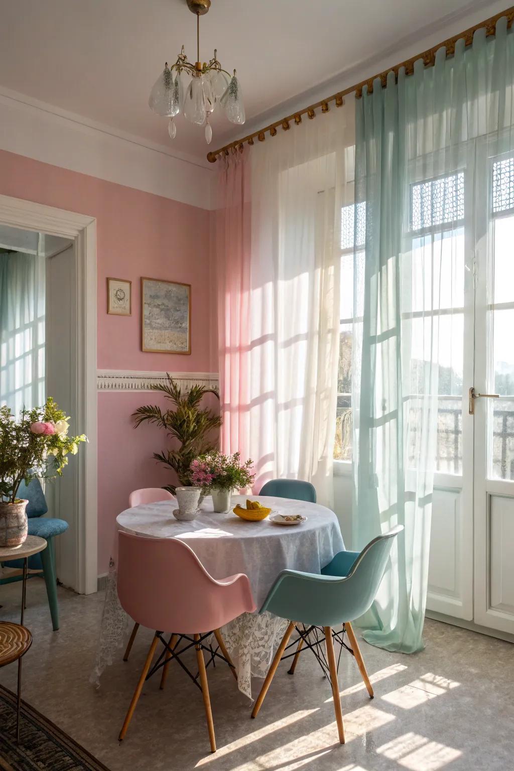 Create a gentle glow with sheer curtains.