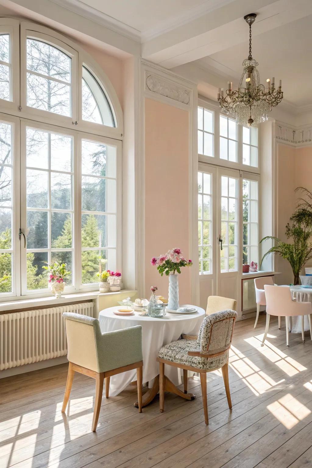 Create an open and airy dining space.