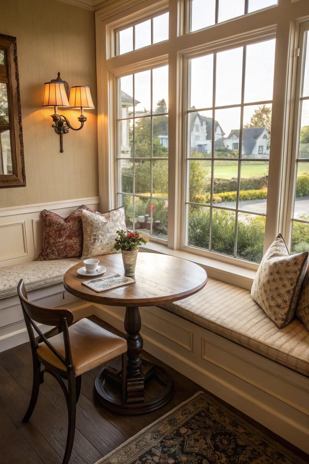 Create a warm nook with window seating.