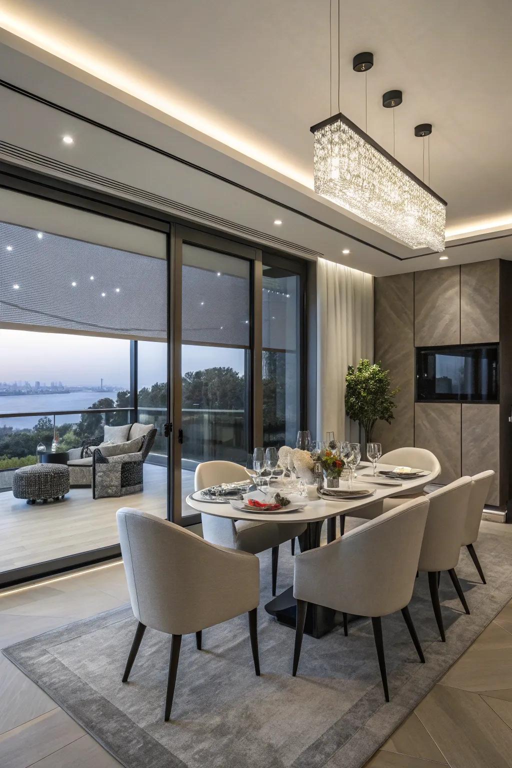 Smart window solutions for modern dining rooms.