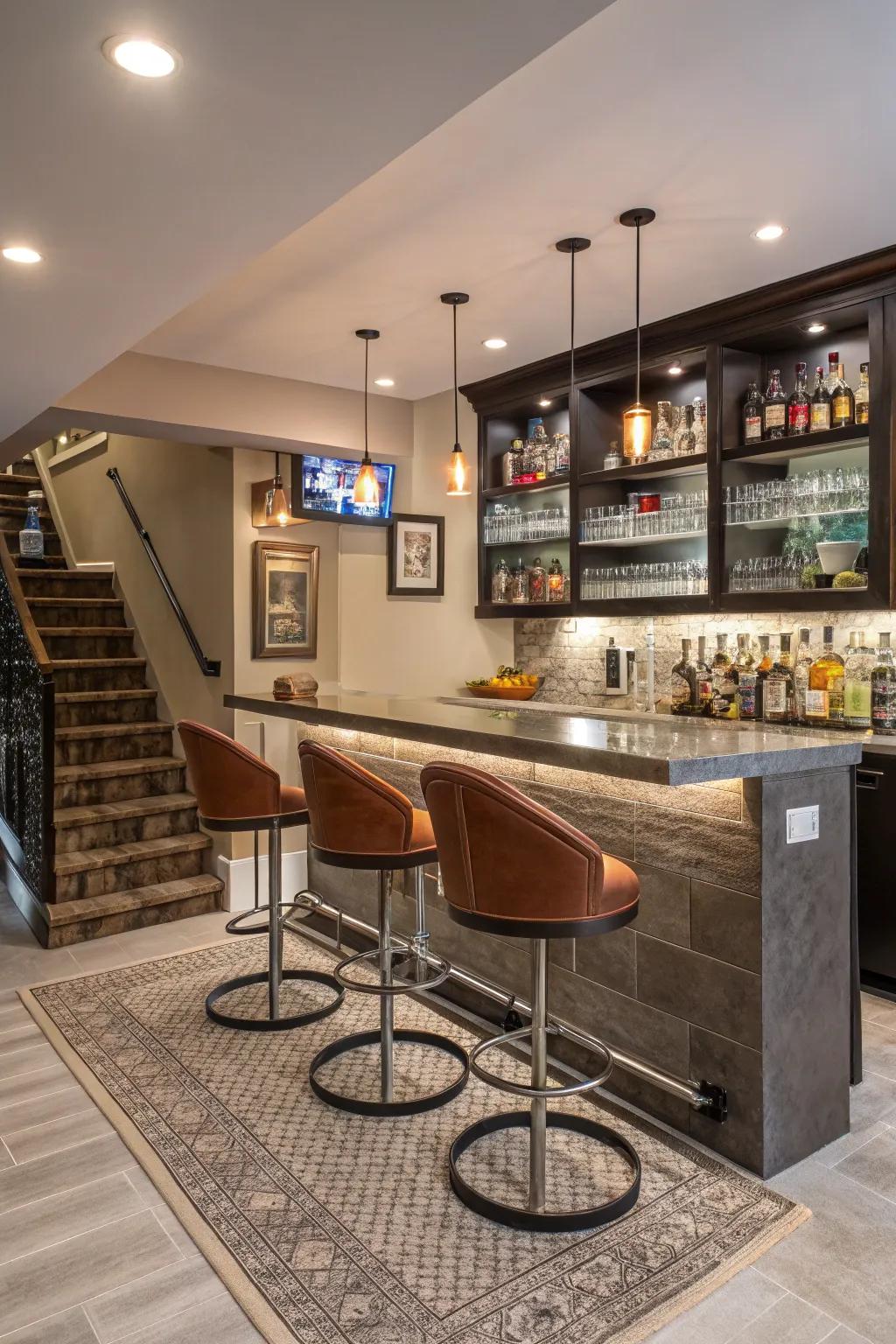 A bar area elevates your entertaining space.