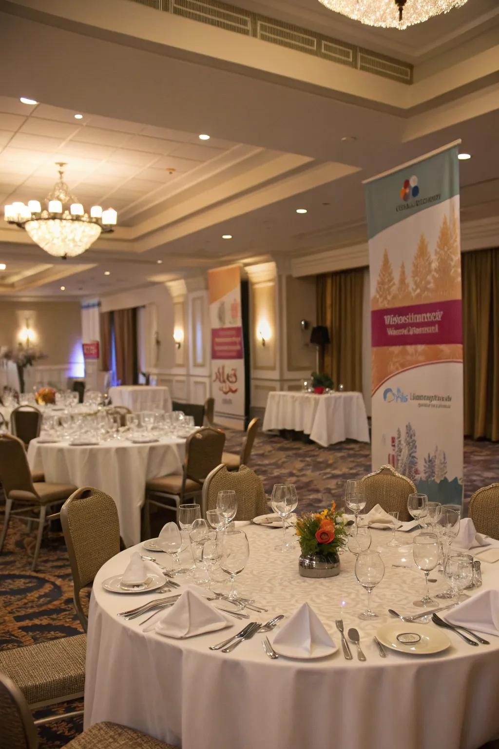 Event-inspired banners add elegance to celebrations.