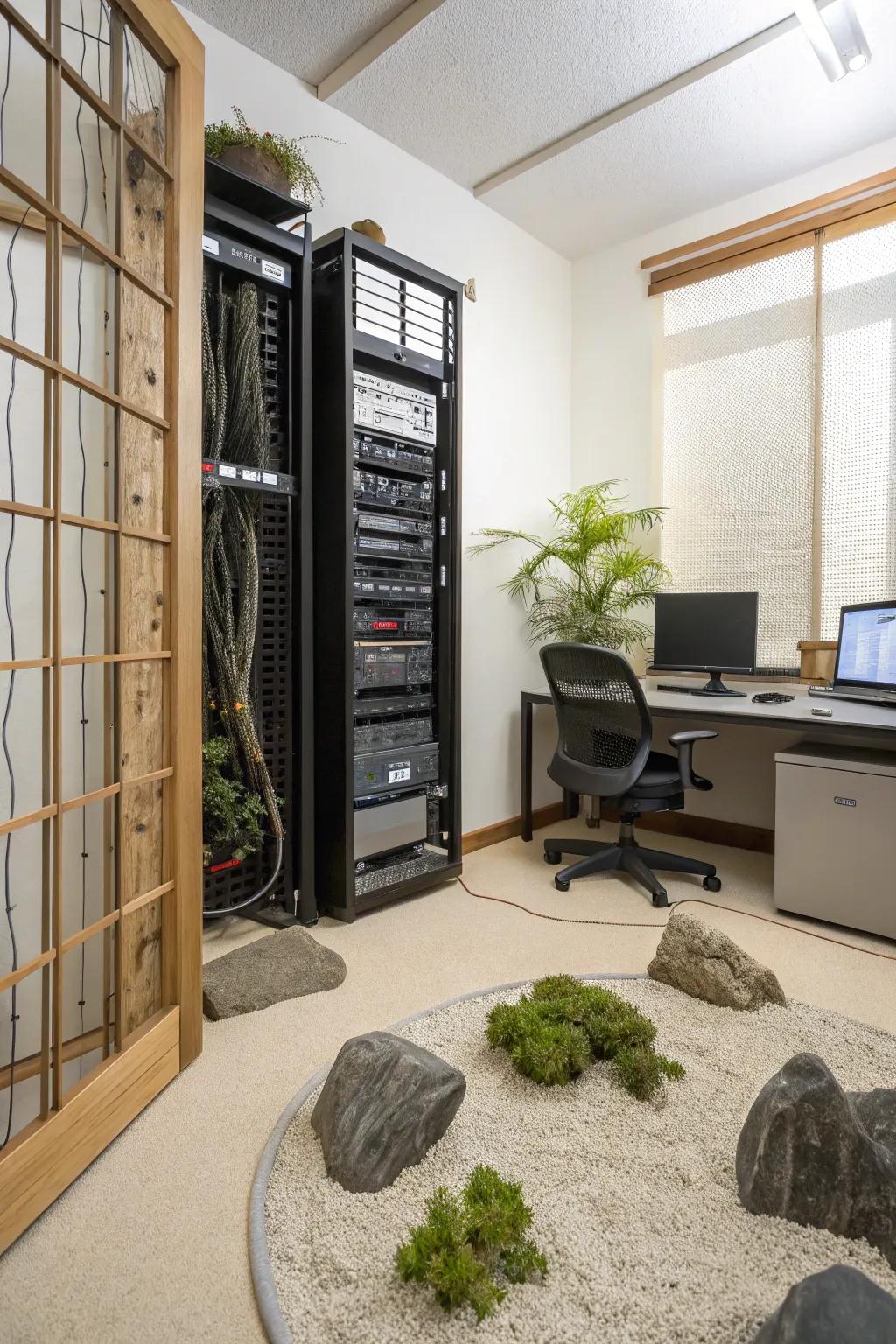 Incorporate Zen elements for a peaceful network area.