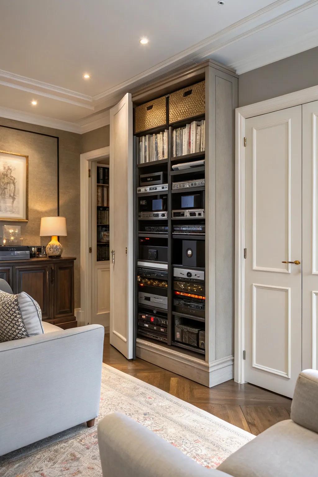 Incorporate your network rack into furniture for a cohesive look.