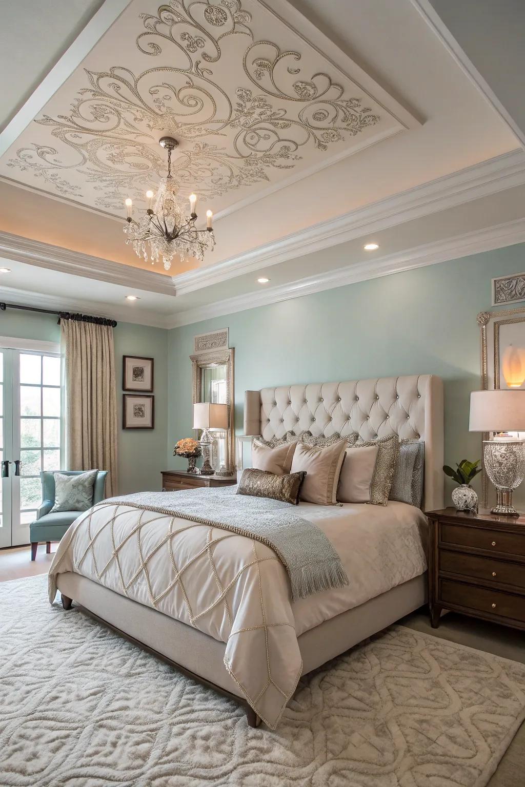 Layered tray ceiling adding depth and sophistication.