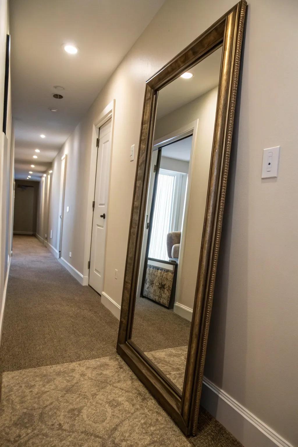 Full-length mirrors create a grand and spacious feel.