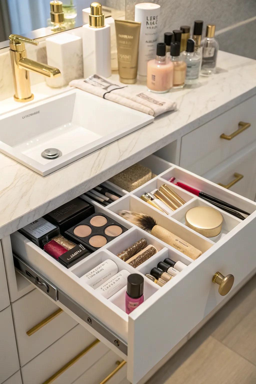 Customizable modular drawer organizers.