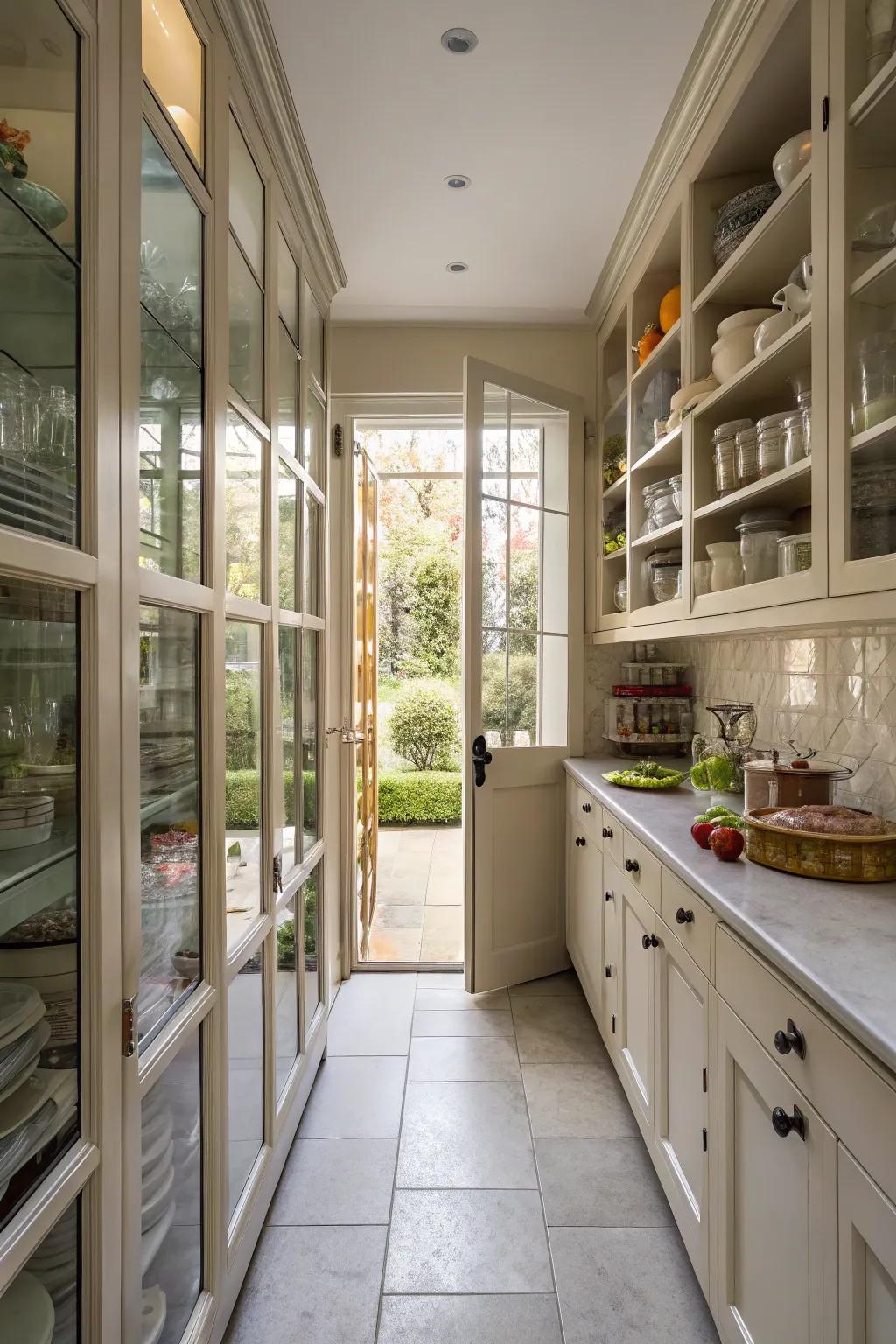 Transparent elements keep the kitchen airy and connected.