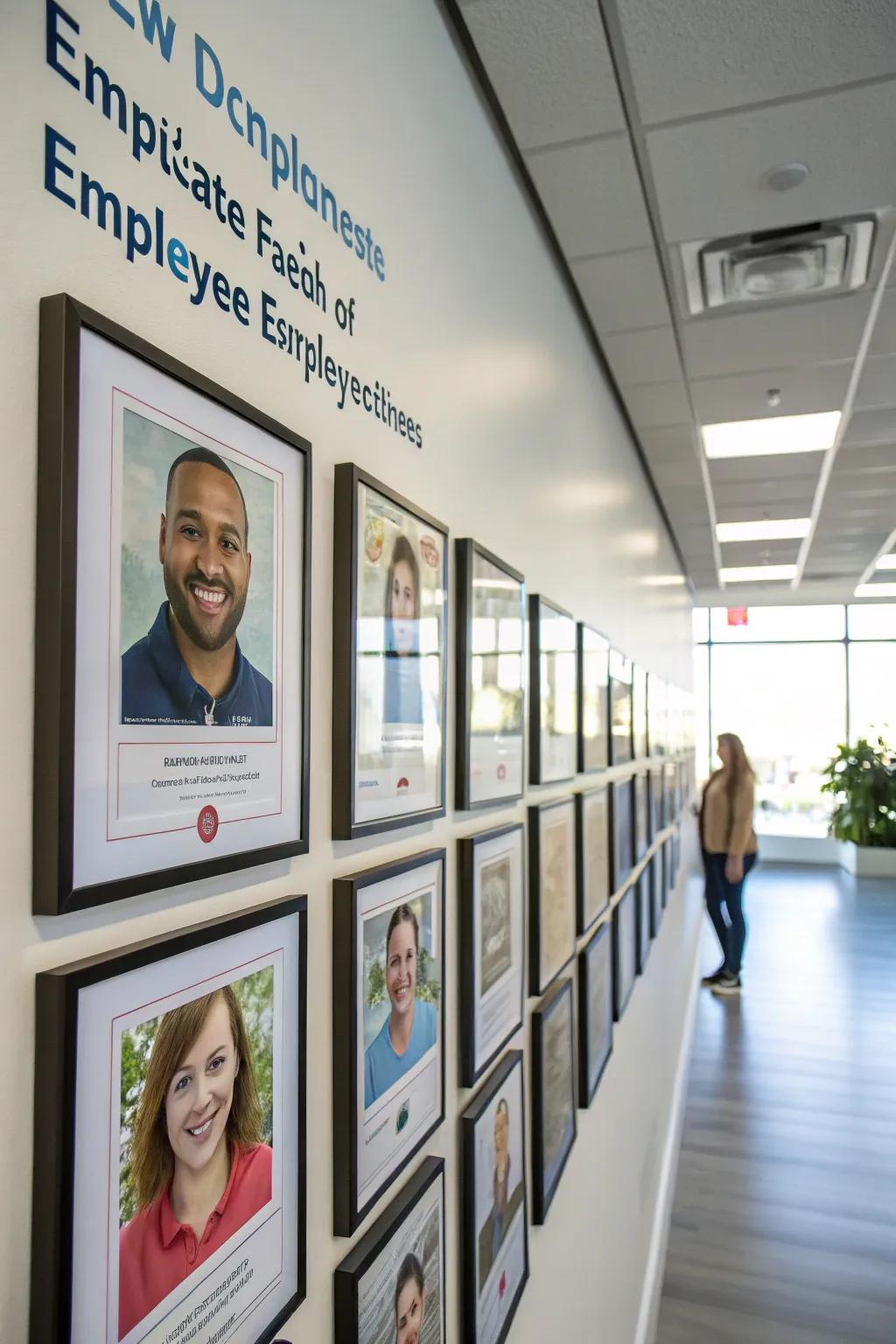 A photo wall regularly refreshed to maintain engagement and relevance.