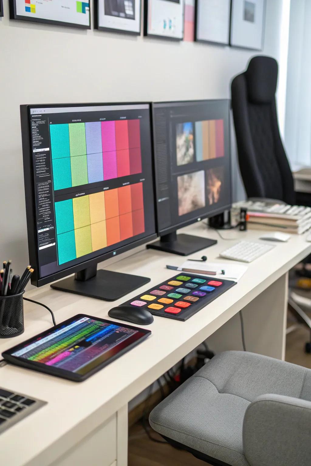 High-res monitors deliver crisp, accurate visuals essential for design.