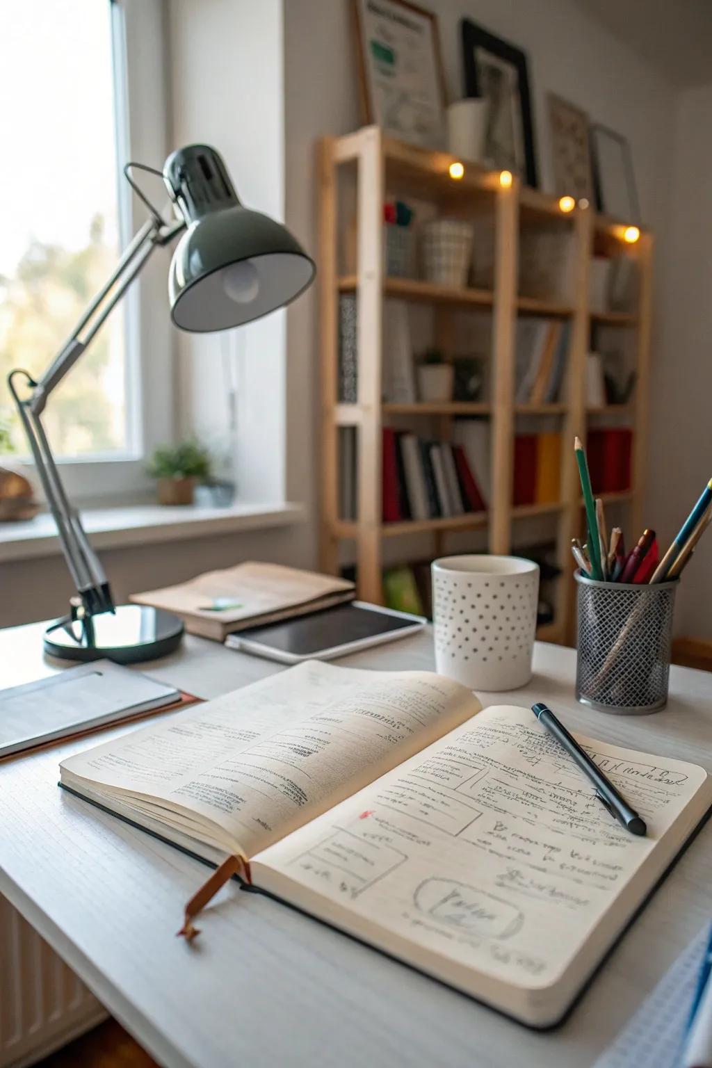 Notebooks are essential for capturing spontaneous creative thoughts.