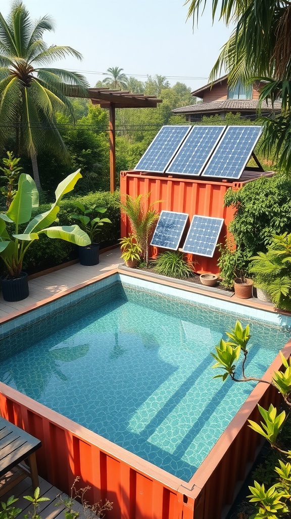Serene zen garden container pool with smooth stones and bamboo.
