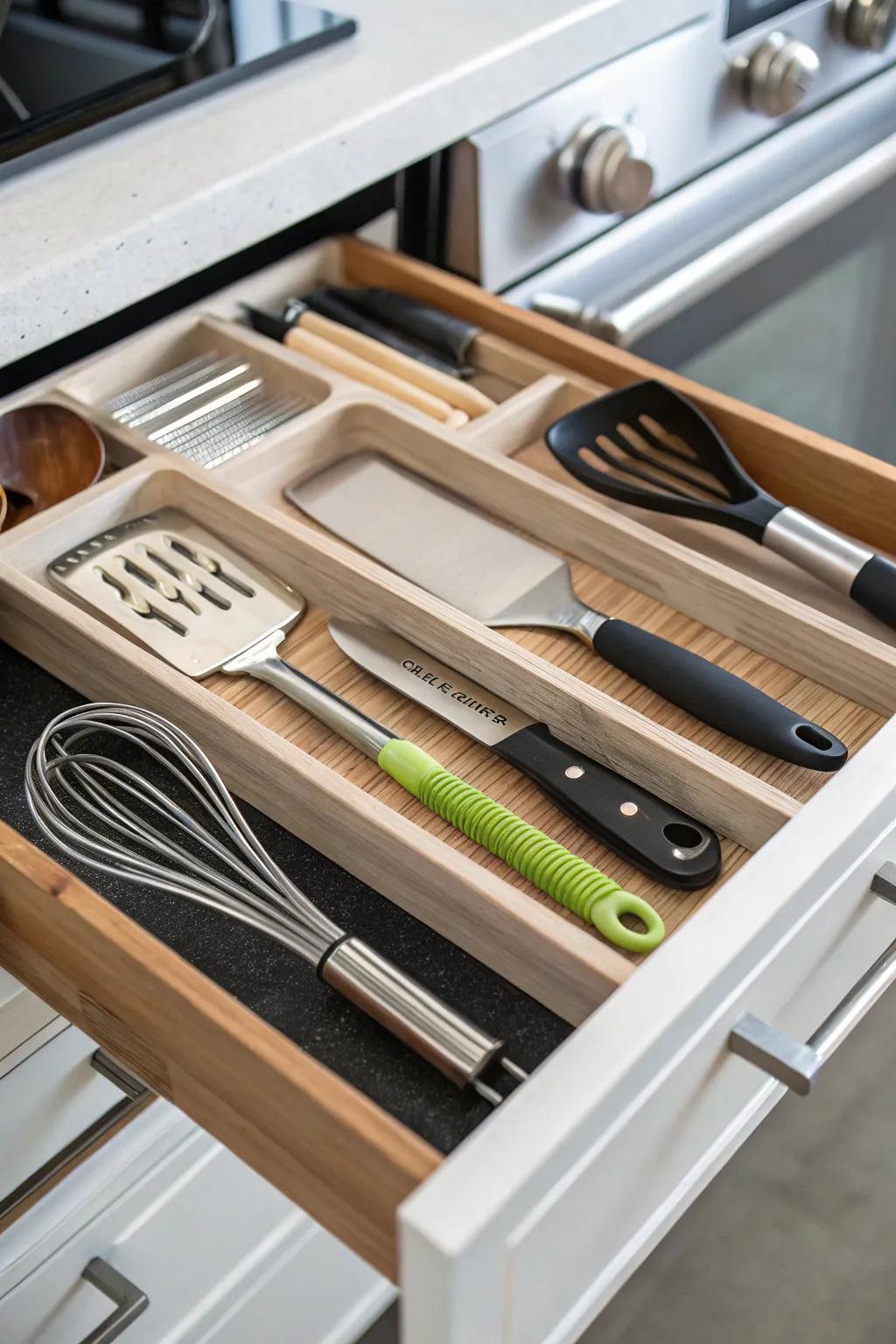 Customized inserts providing a tailored fit for utensils.