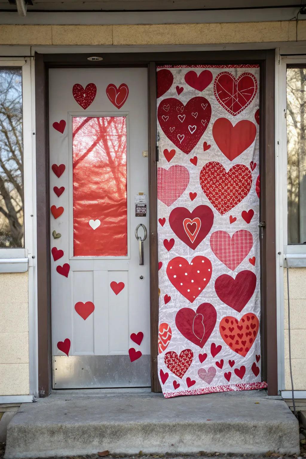 Door cover turning an entrance into a love-inspired masterpiece.