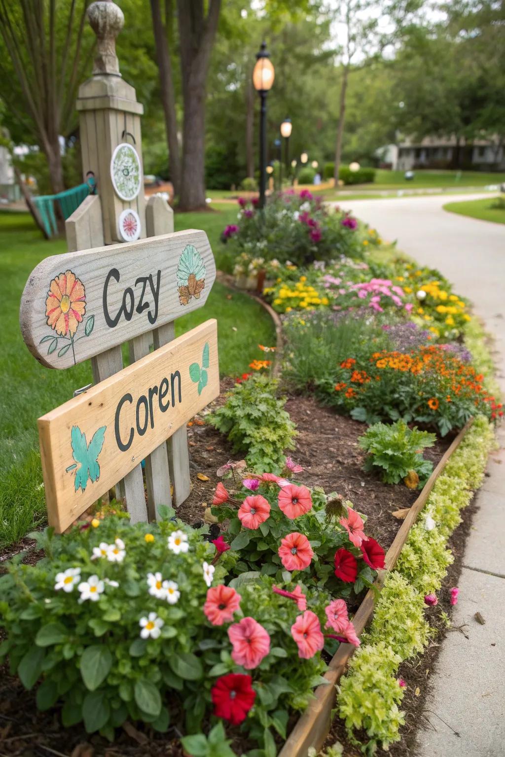 Unique personal elements enhancing garden character.