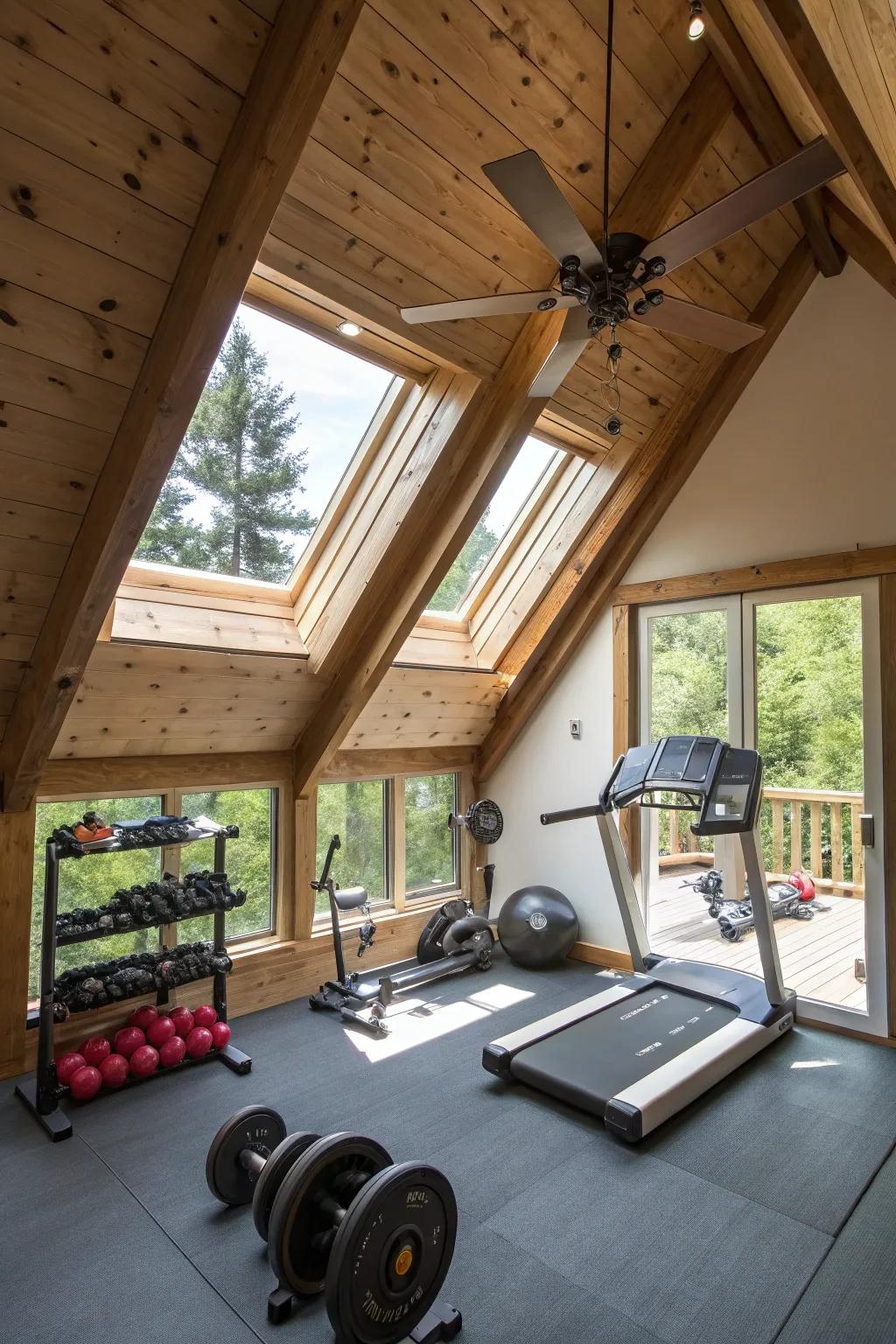 Good ventilation keeps your attic gym fresh and comfortable.
