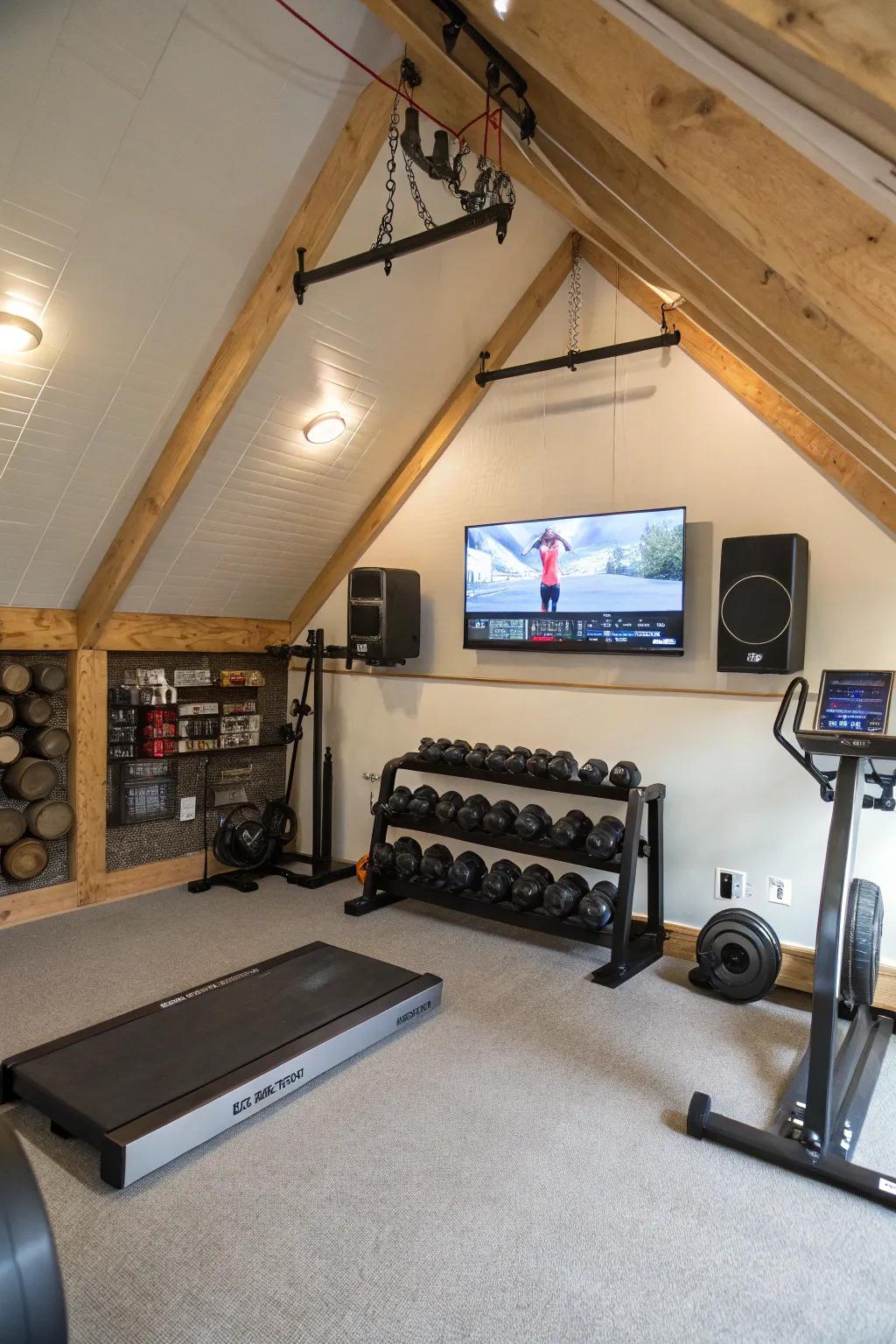 Audio-visual equipment boosts workout enjoyment.