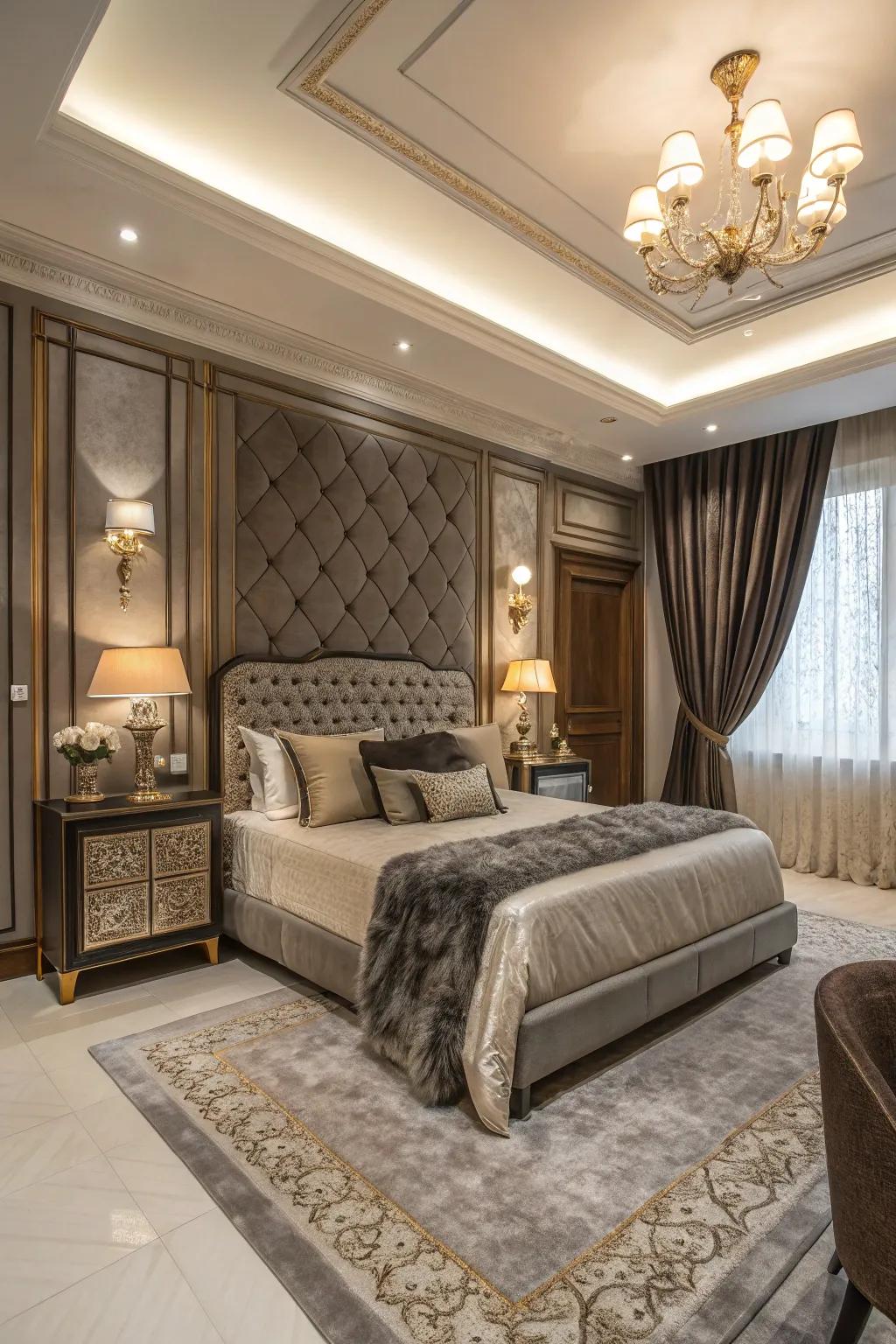 Bedroom blending modern and classic design elements for timeless elegance.