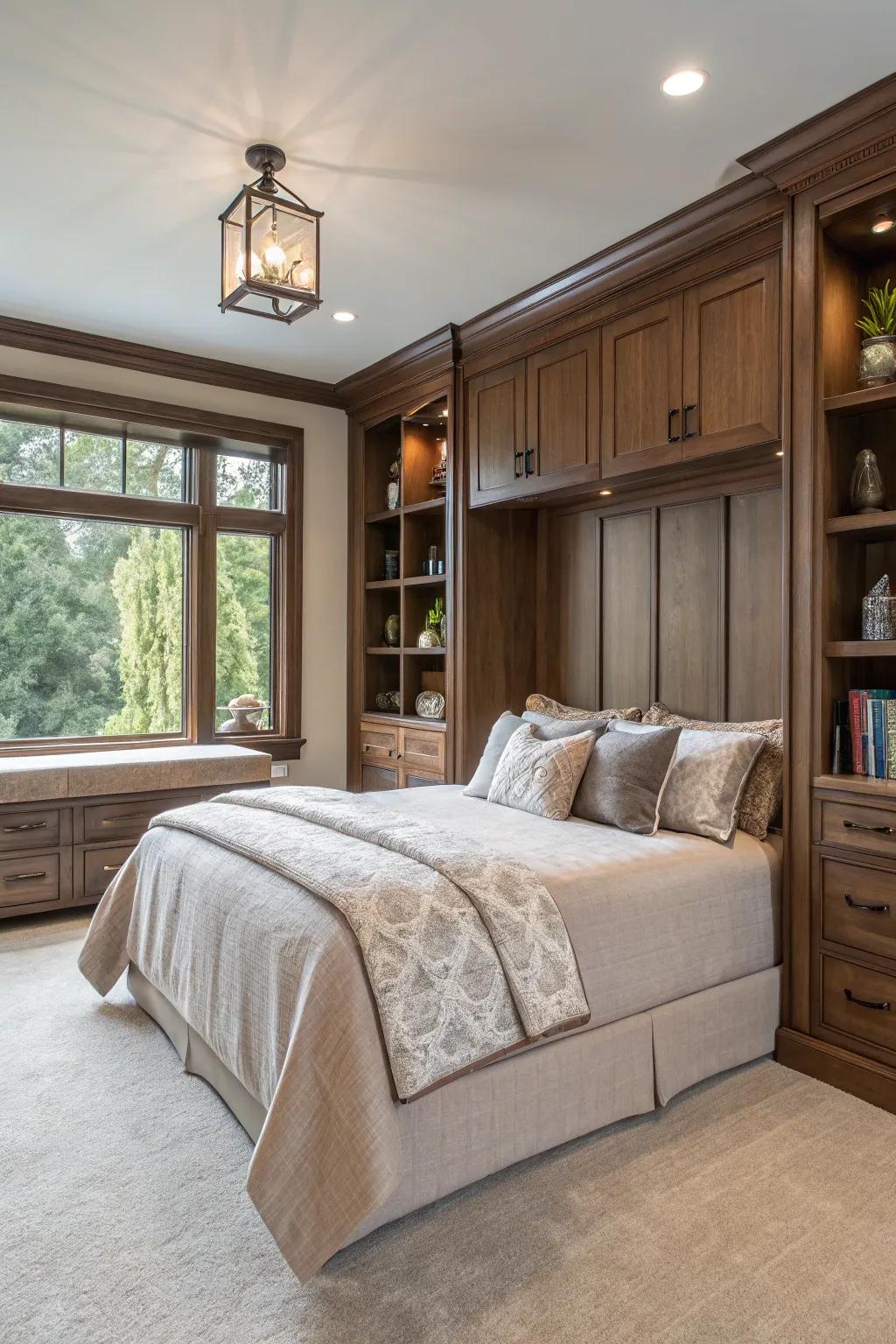 Bedroom featuring custom built-in cabinetry for a polished look.