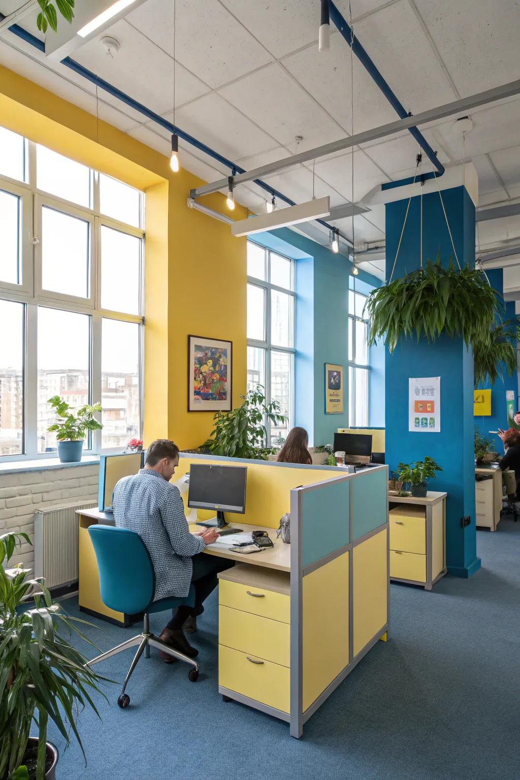Office space using color psychology to enhance productivity.