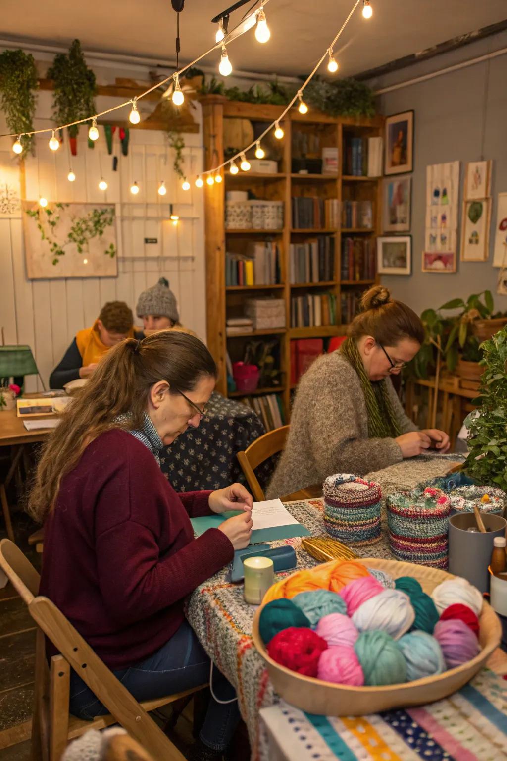A cozy crafting corner for guests to enjoy.