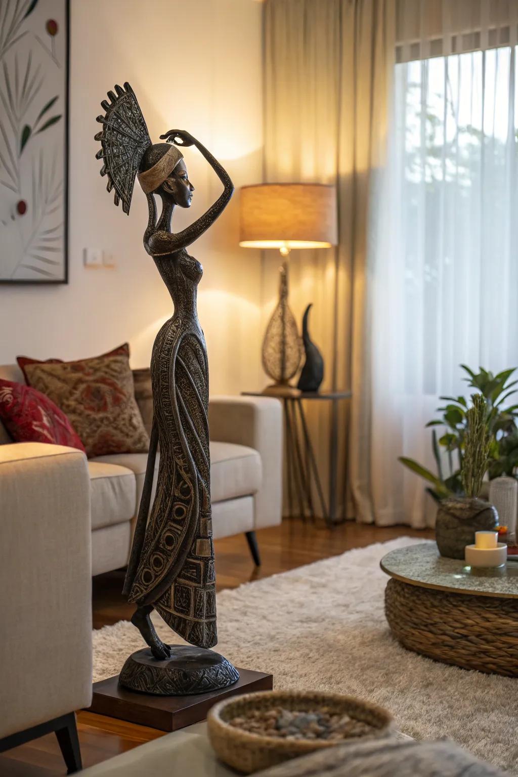 Artistic sculpture adding sophistication.