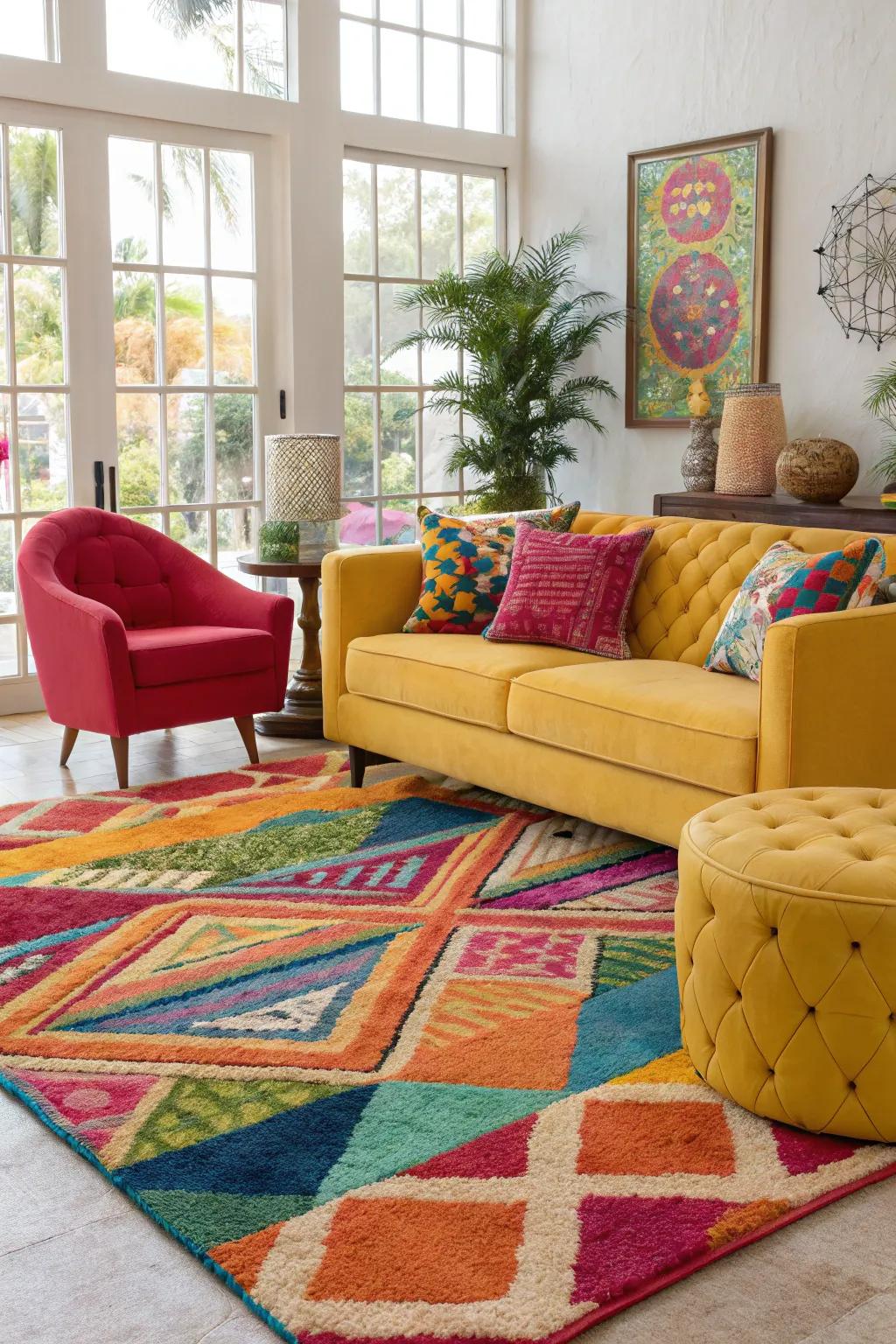 Vibrant rugs energize and enliven living spaces.