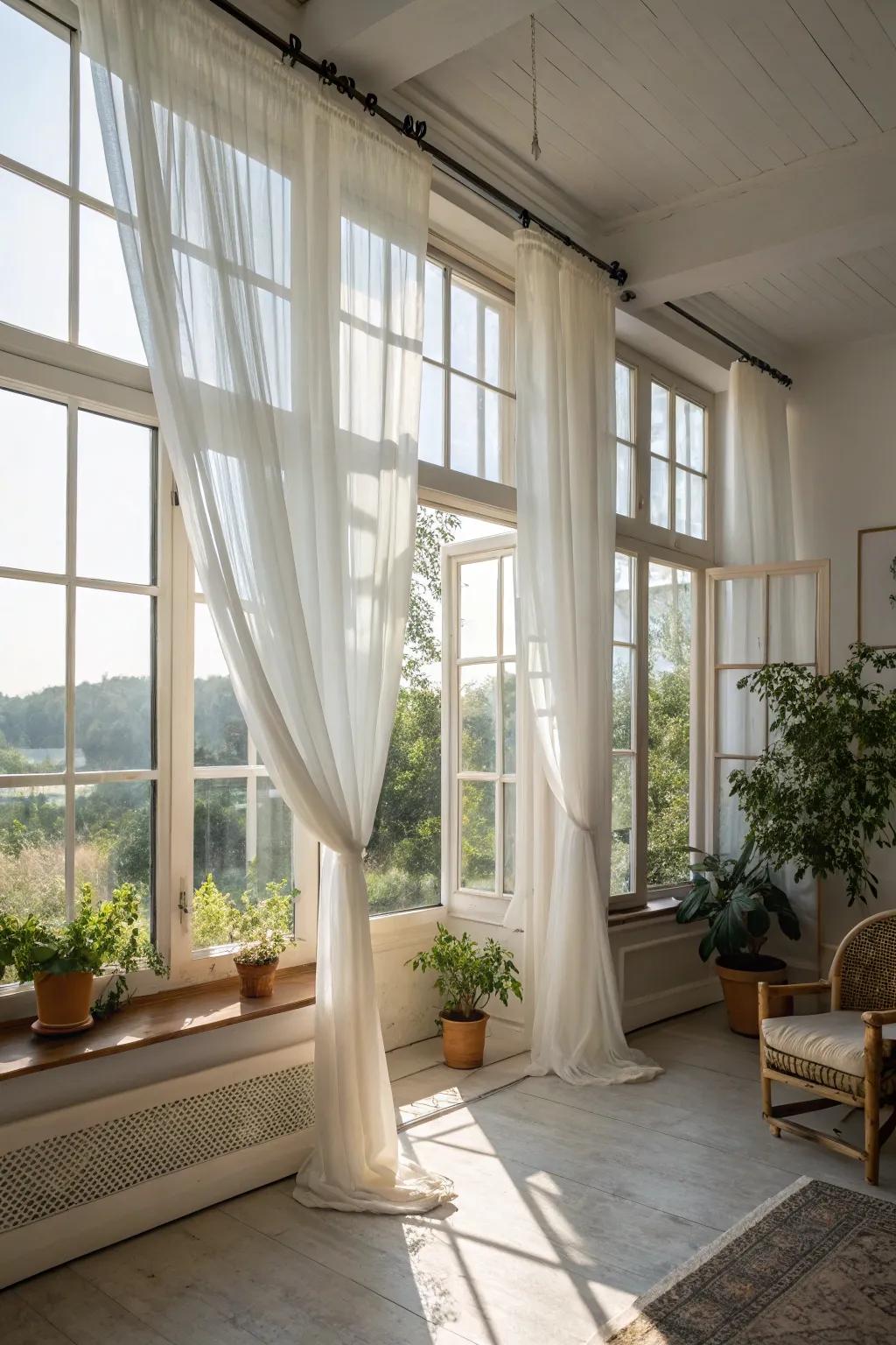 Awning windows offer privacy and ventilation.