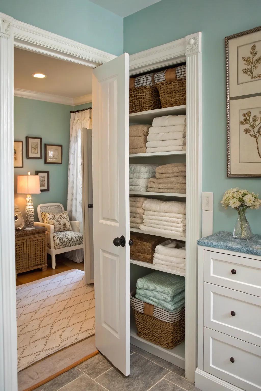 Color-coordinated doors create a harmonious look in any room.