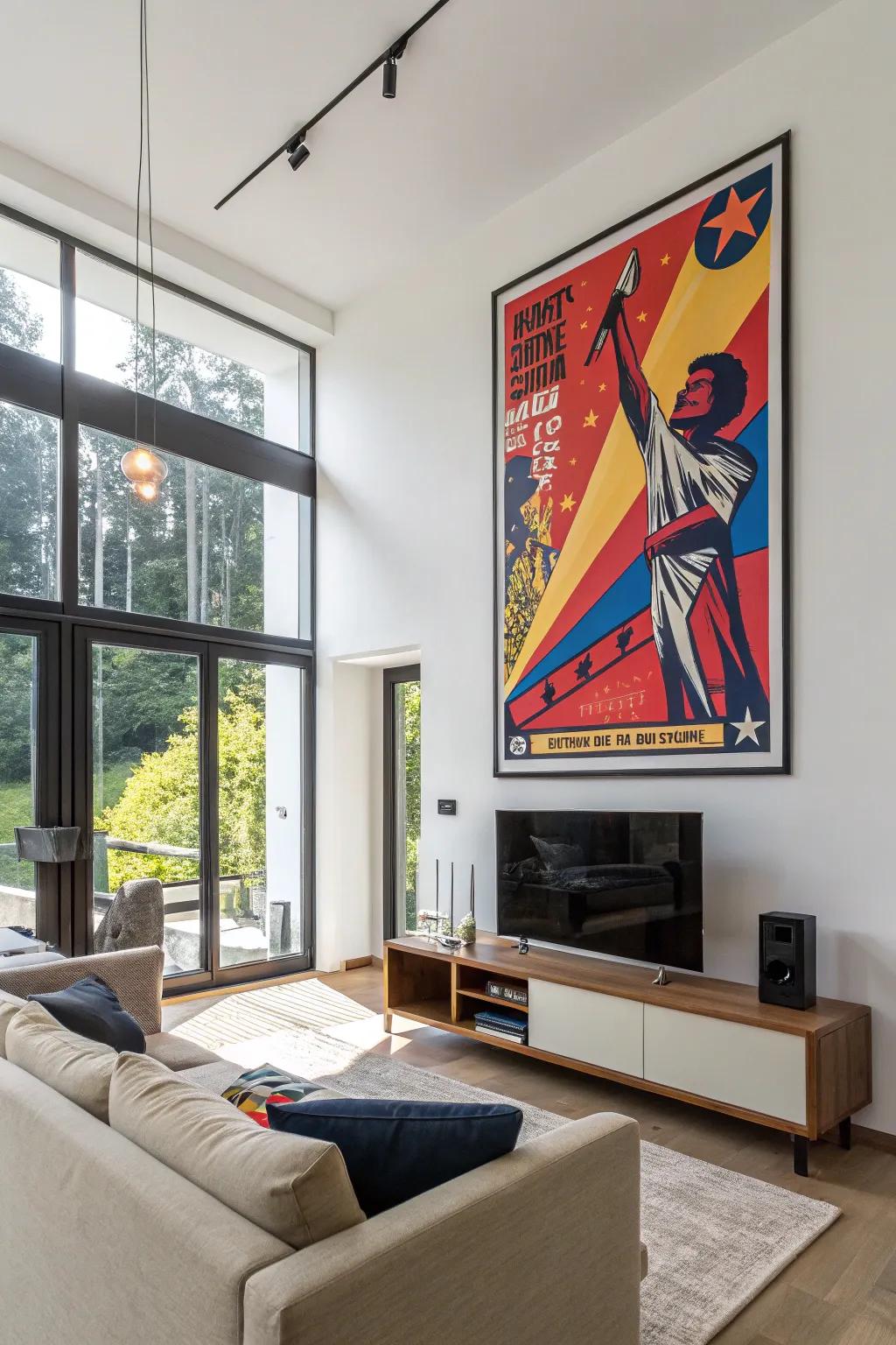 Vibrant abstract art energizes interiors.