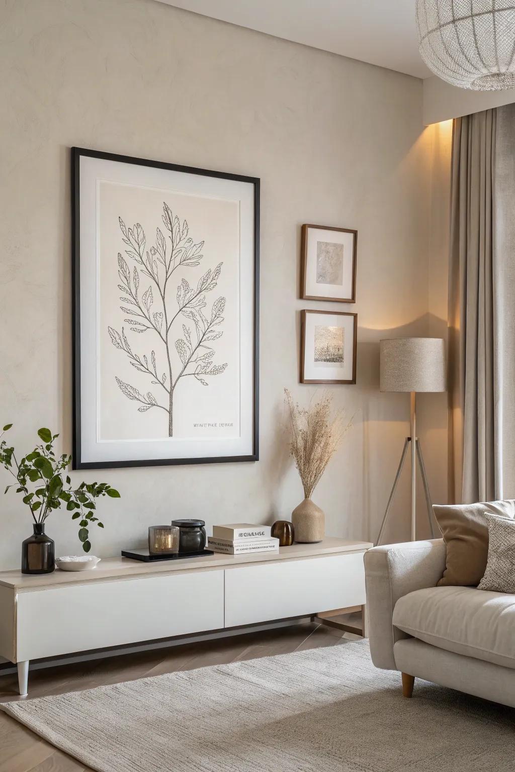 Minimalist posters exude subtle elegance.