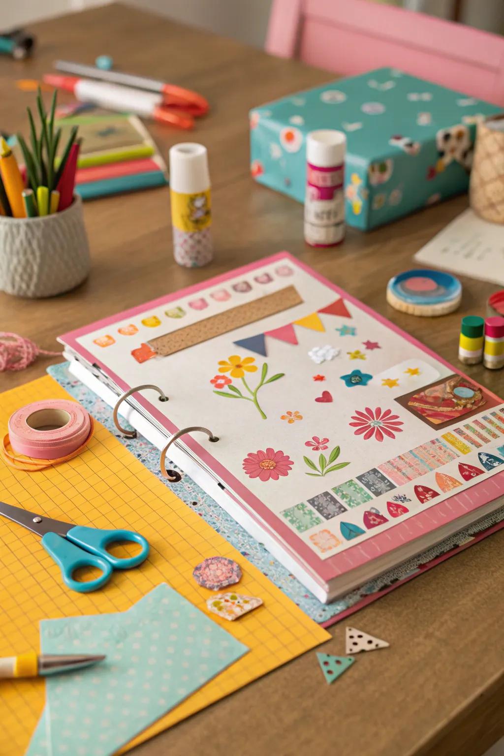 Handcrafted stickers bring a unique charm to folders.