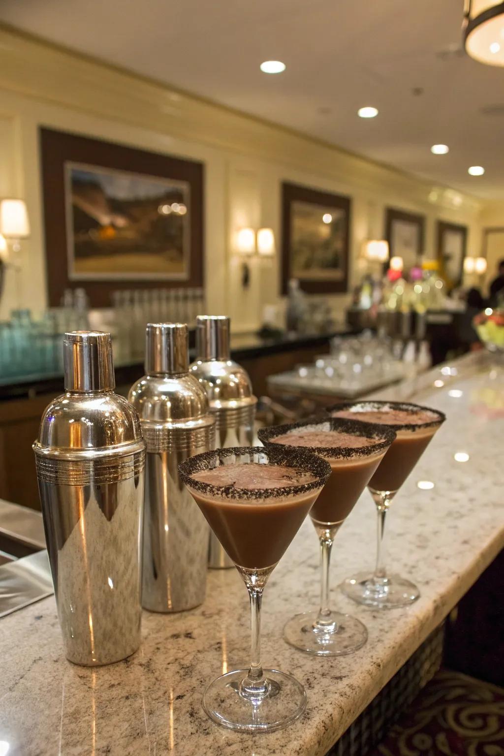 A stylish bar serving chocolate-infused cocktails.