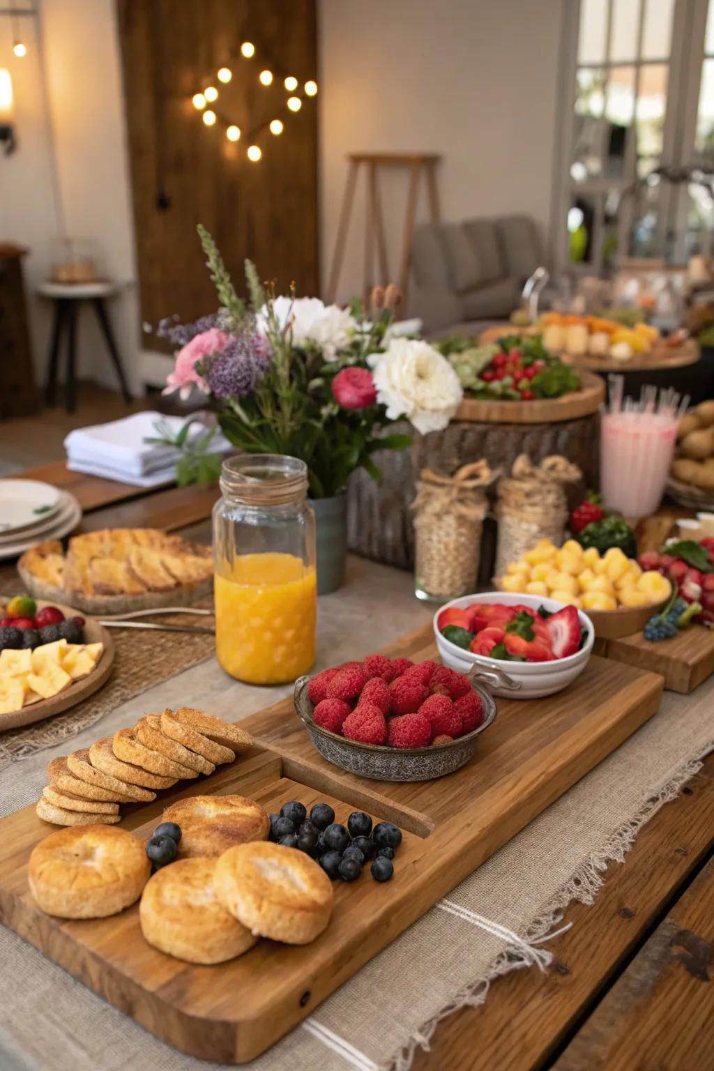 Rustic brunch setup with natural textures.
