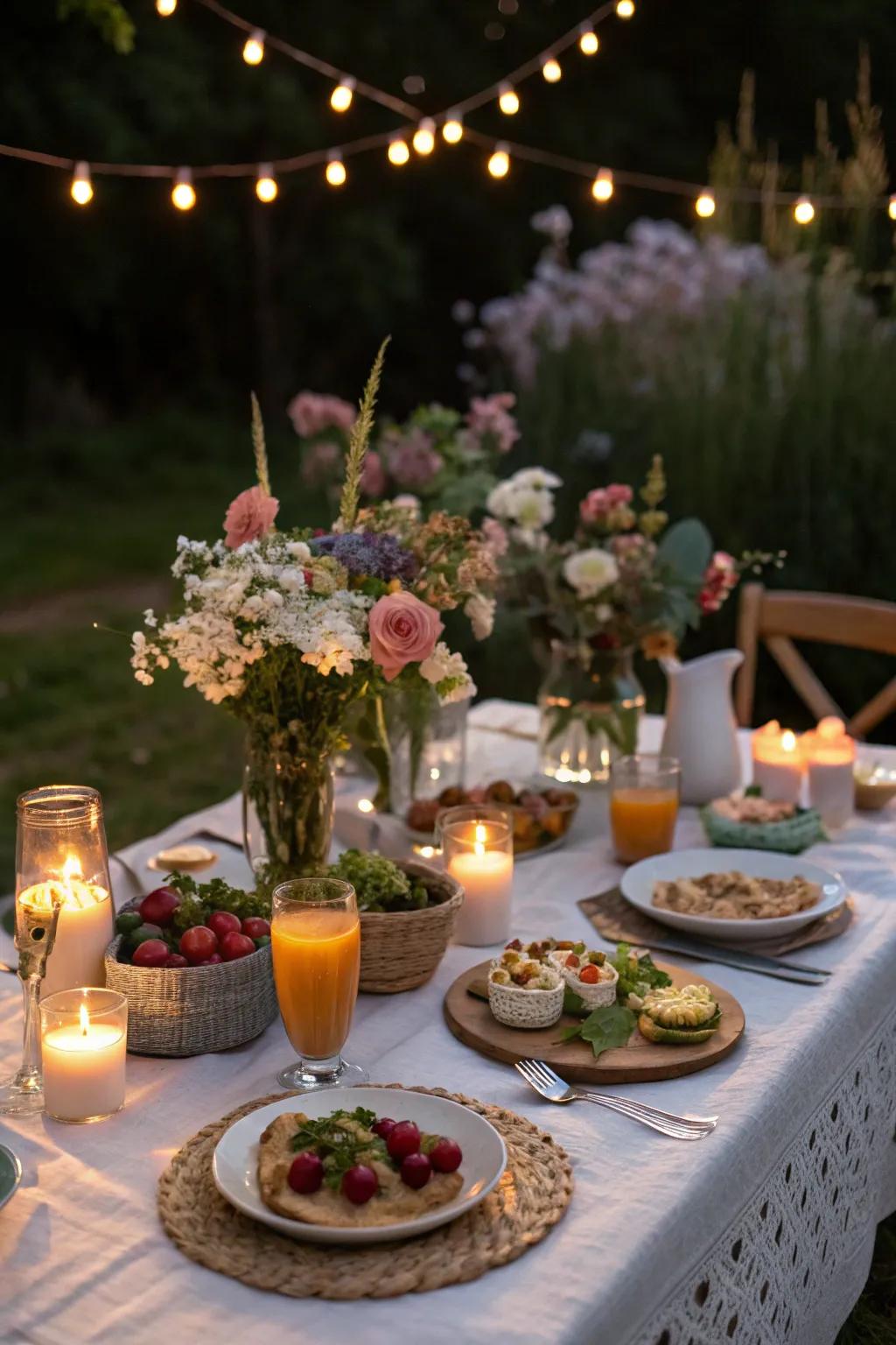 Soft lighting creates a cozy brunch environment.