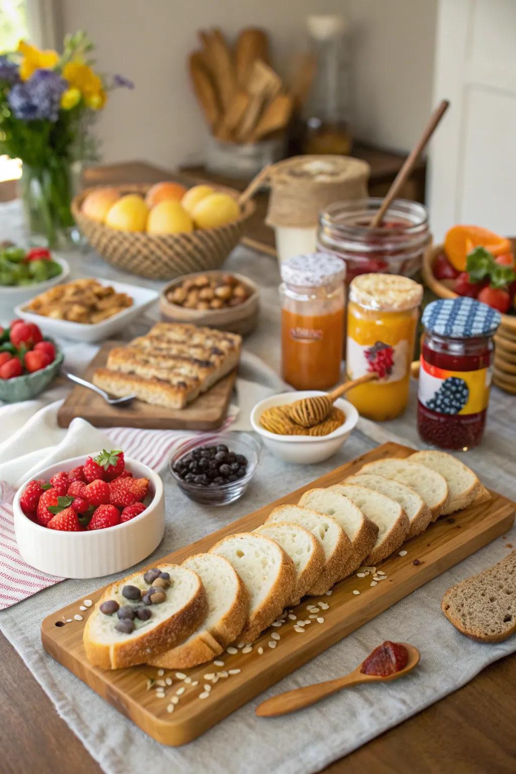DIY toast bar with various toppings.